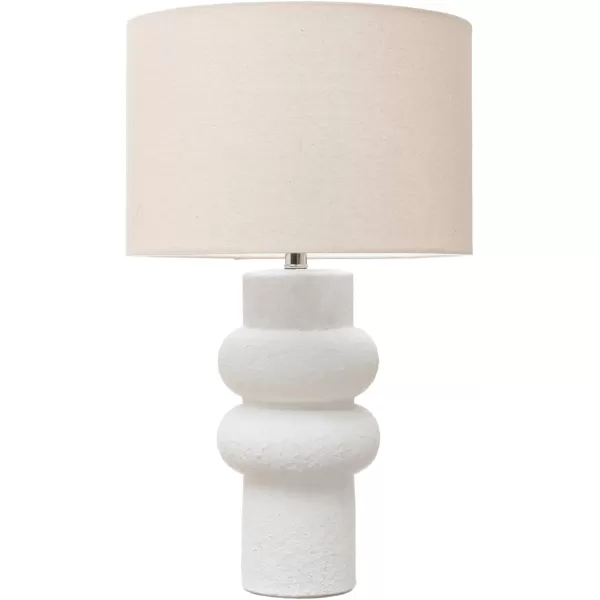 imageCreative CoOp DF6659 Stoneware Table Lamp with Linen Shade White Volcano Finish Lighting Portable 15quot L x 15quot W x 25quot H