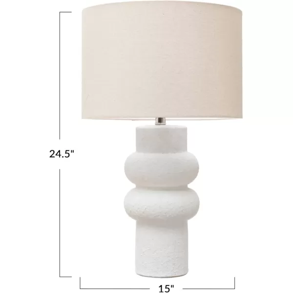 imageCreative CoOp DF6659 Stoneware Table Lamp with Linen Shade White Volcano Finish Lighting Portable 15quot L x 15quot W x 25quot H