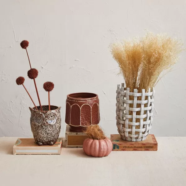 imageCreative CoOp Decorative Woven Resin Vase Distressed White Finish