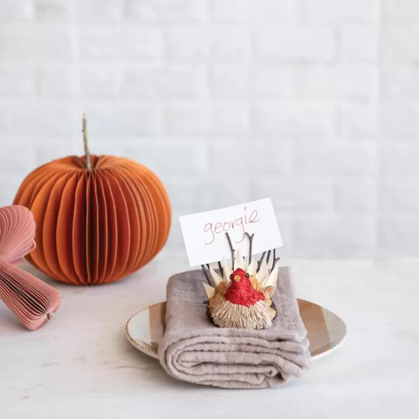 imageCreative CoOp Dried Natural Corn Husk Turkeys with Place CardPhoto Holders Natural and Orange Set of 3