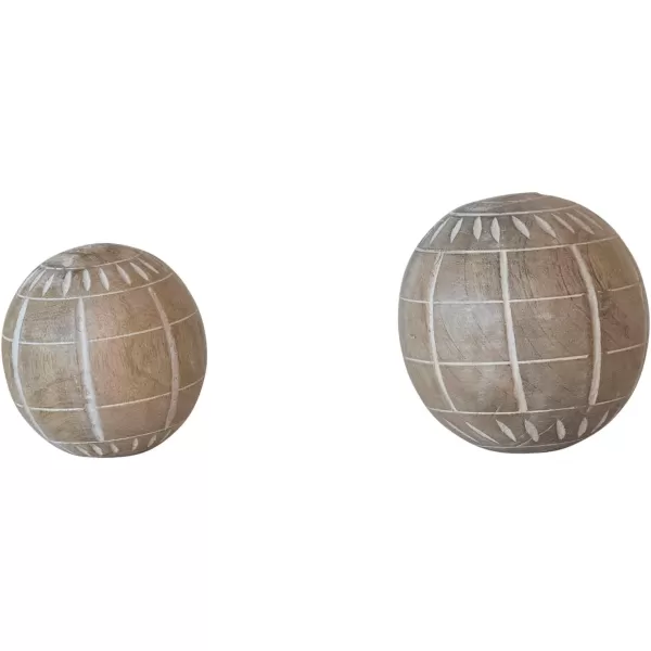 imageCreative CoOp HandCarved Mango Wood Ball Decor with Pattern White