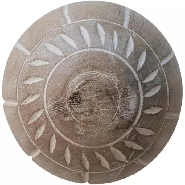 imageCreative CoOp HandCarved Mango Wood Ball Decor with Pattern White