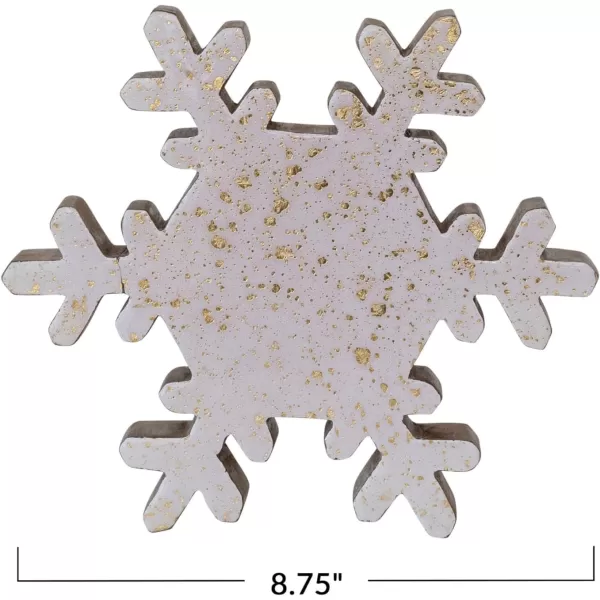 imageCreative CoOp Handmade Enameled Mango Wood Snowflake with Gold Splatter Cream and Gold
