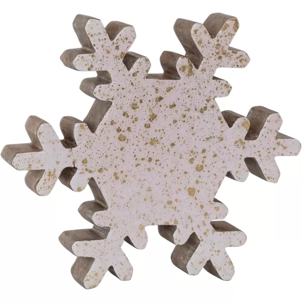 imageCreative CoOp Handmade Enameled Mango Wood Snowflake with Gold Splatter Cream and Gold