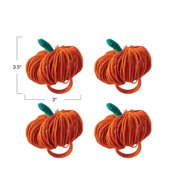 imageCreative CoOp Jute Pumpkin Napkin Rings Orange and Green Set of 4
