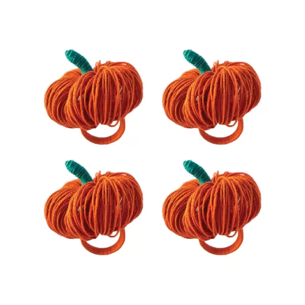 imageCreative CoOp Jute Pumpkin Napkin Rings Orange and Green Set of 4