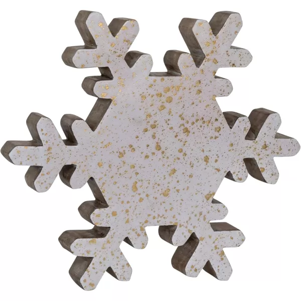 imageCreative CoOp Large Handmade Enameled Mango Wood Snowflake with Gold Splatter Cream and Gold