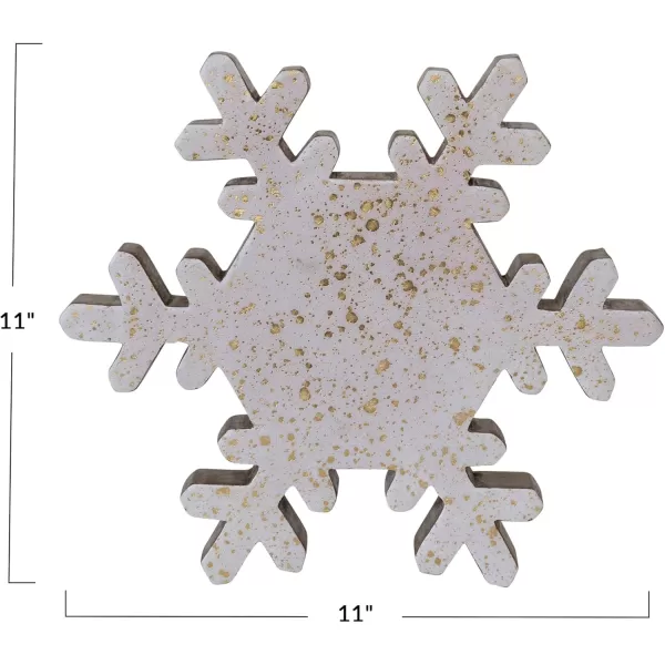 imageCreative CoOp Large Handmade Enameled Mango Wood Snowflake with Gold Splatter Cream and Gold