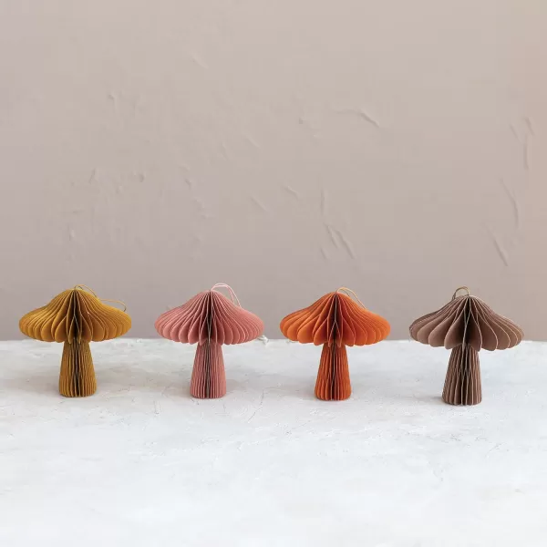imageCreative CoOp Paper Folding Honeycomb Mushroom Ornament Multicolor Set of 4