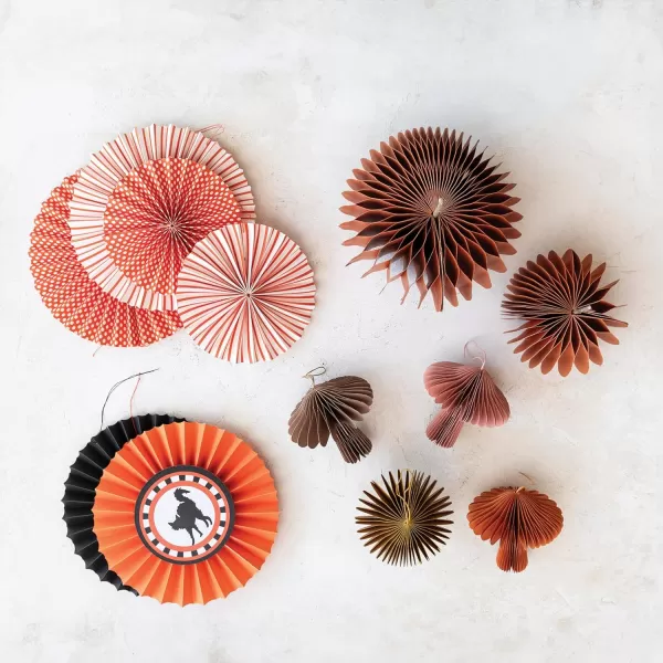 imageCreative CoOp Paper Folding Honeycomb Mushroom Ornament Multicolor Set of 4