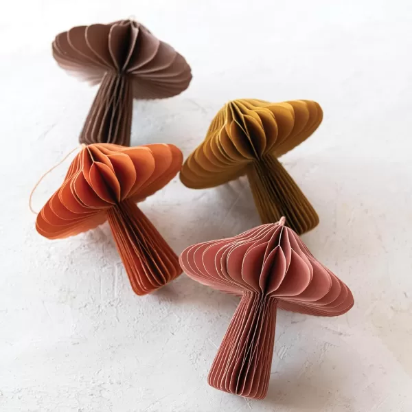 imageCreative CoOp Paper Folding Honeycomb Mushroom Ornament Multicolor Set of 4