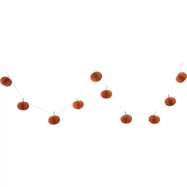 imageCreative CoOp Paper Folding Honeycomb Pumpkin Garland with Twig Stems in Kraft Box Orange Color