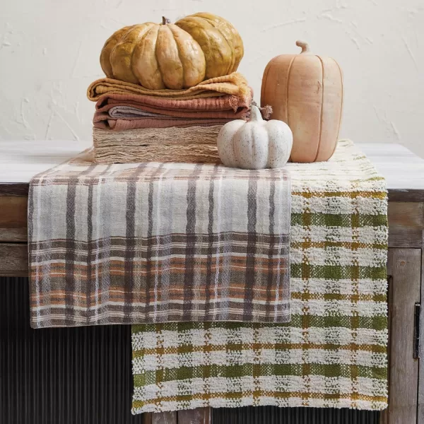 imageCreative CoOp Plaid Woven Cotton Table Runner Cream Color Brown and Orange