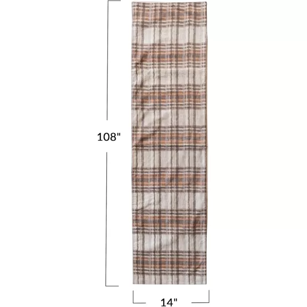 imageCreative CoOp Plaid Woven Cotton Table Runner Cream Color Brown and Orange
