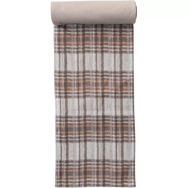imageCreative CoOp Plaid Woven Cotton Table Runner Cream Color Brown and Orange