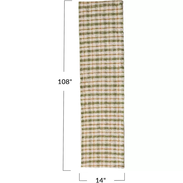 imageCreative CoOp Plaid Woven Cotton Table Runner Cream Color Green and Yellow