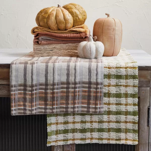 imageCreative CoOp Plaid Woven Cotton Table Runner Cream Color Green and Yellow