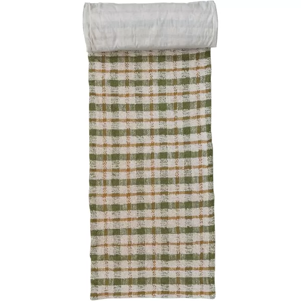 imageCreative CoOp Plaid Woven Cotton Table Runner Cream Color Green and Yellow