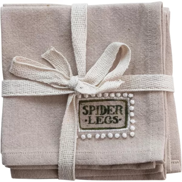 imageCreative CoOp Printed Cotton Chambray Cocktail Napkins with Halloween Saying Natural Set of 4