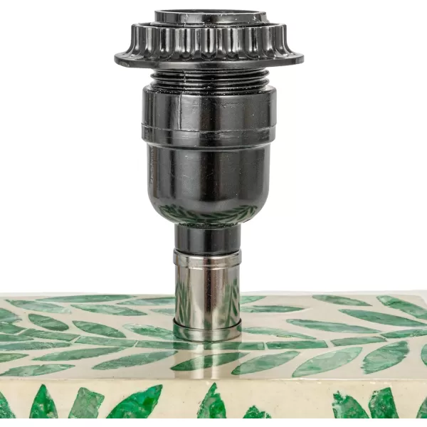 imageCreative CoOp Reclaimed Wood and Shell Table Lamp with Botanical Pattern and Linen Shade Green Set of 2