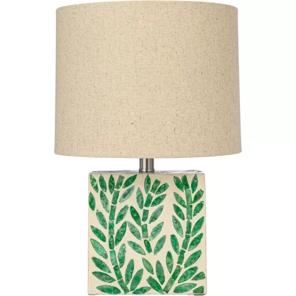 imageCreative CoOp Reclaimed Wood and Shell Table Lamp with Botanical Pattern and Linen Shade Green Set of 2