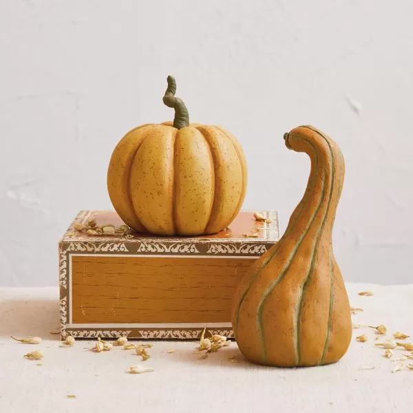 imageCreative CoOp Resin Gourd with Stem Decor Orange and Green