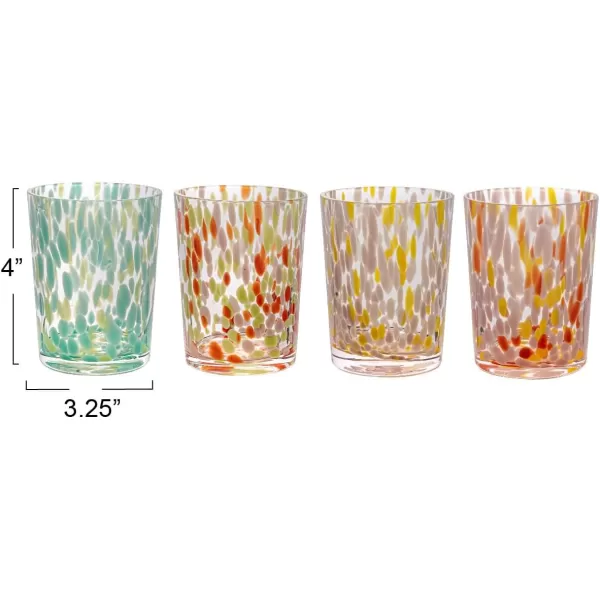 imageCreative CoOp Round Glass Drinking Glass with Various Styles Multicolor Set of 4