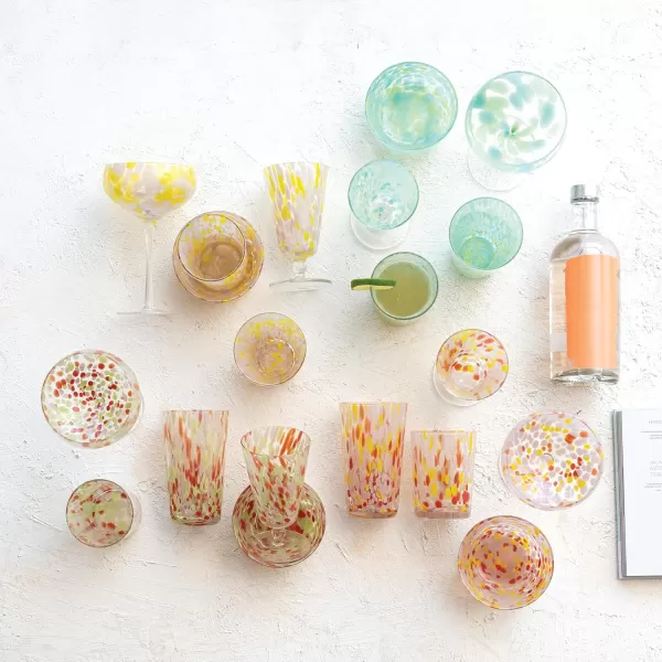 imageCreative CoOp Round Glass Drinking Glass with Various Styles Multicolor Set of 4