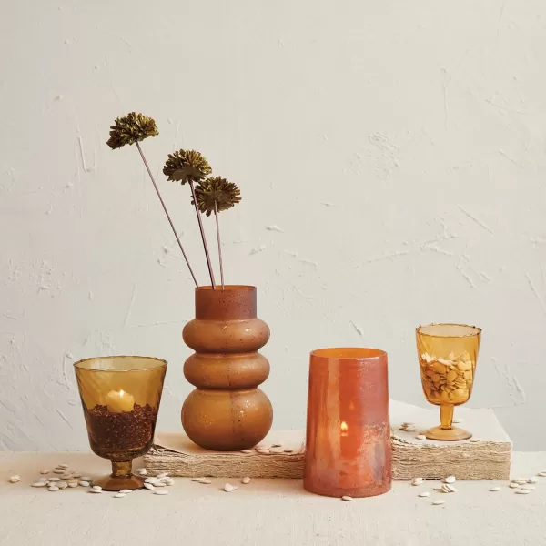 imageCreative CoOp Round Glass Stemmed VaseVotive Holder Brown