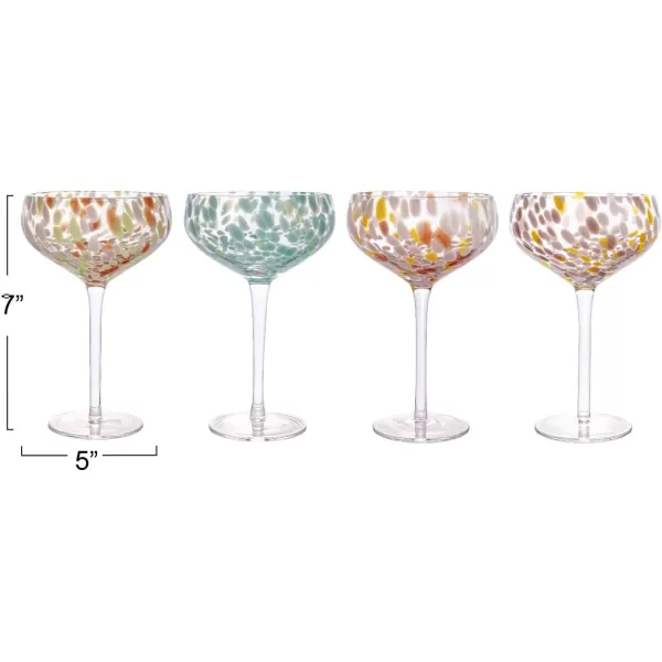 imageCreative CoOp Round Stemmed Champagne Coupe Glass Multicolor Set of 4