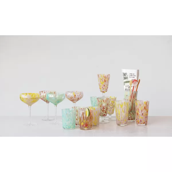 imageCreative CoOp Round Stemmed Champagne Coupe Glass Multicolor Set of 4