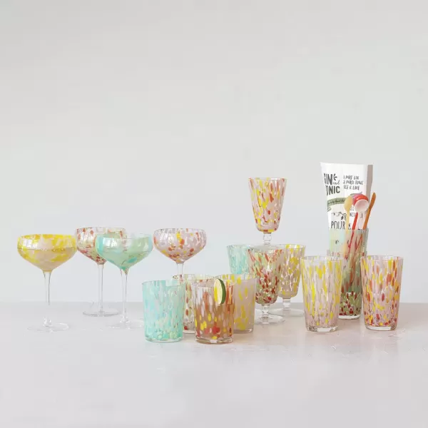 imageCreative CoOp Round Stemmed Glass Drinking Glass Multicolor Set of 4
