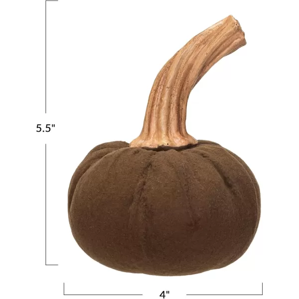 imageCreative CoOp Small Flocked Resin Pumpkin with Stone Powder Brown