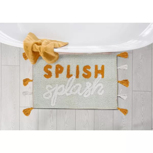 imageCreative CoOp Splish Splash Embroidered Cotton Blend Bath Mat with Tassels