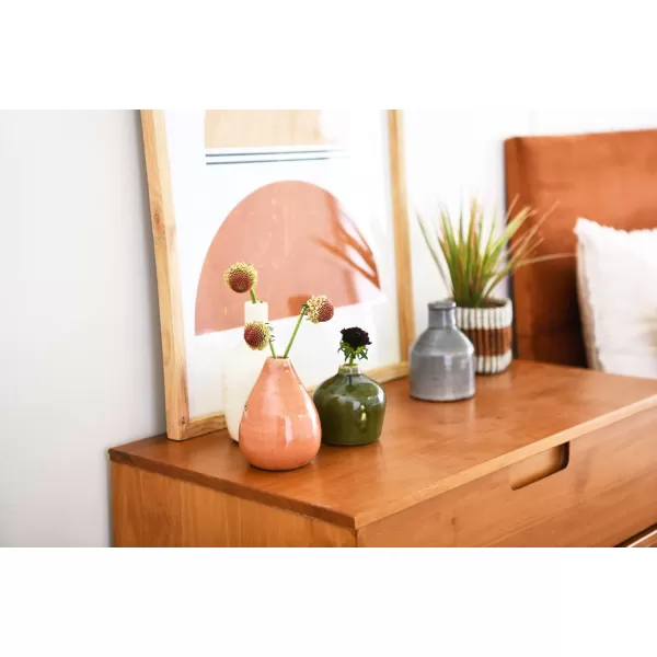 imageCreative CoOp Stoneware Bud Vases in Crackle Glaze GreyMustard Tones Set of 4OliveTerracotta