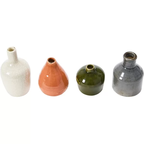 imageCreative CoOp Stoneware Bud Vases in Crackle Glaze GreyMustard Tones Set of 4OliveTerracotta