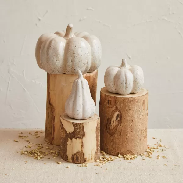 imageCreative CoOp Stoneware Pumpkin Decor with Reactive Glaze Cream