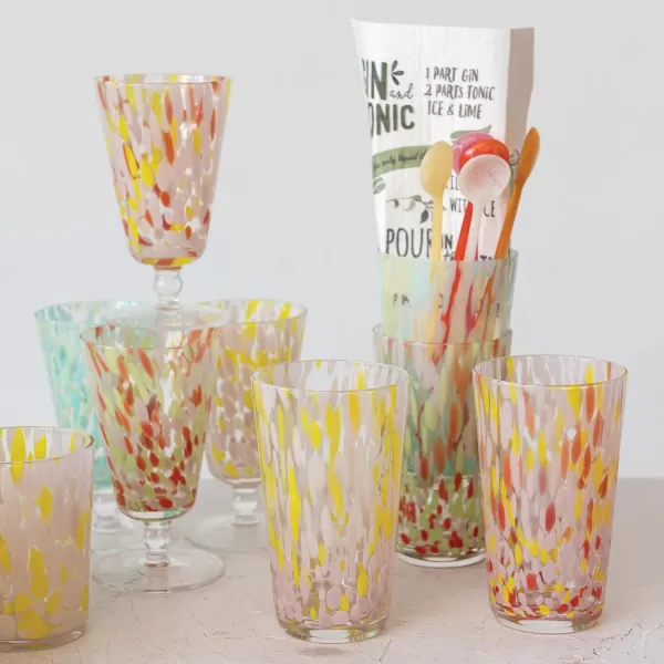 imageCreative CoOp Tall Glass Drinking Glass with Various Styles Multicolor Set of 4