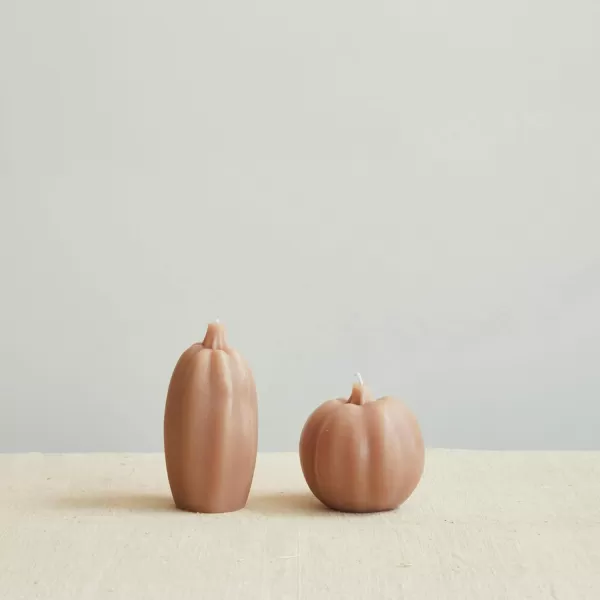 imageCreative CoOp Tall Unscented Squash Shaped Candle OrangeCamel Color