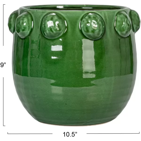 imageCreative CoOp TerraCotta Planter with Raised Dots Matte TerracottaGreen