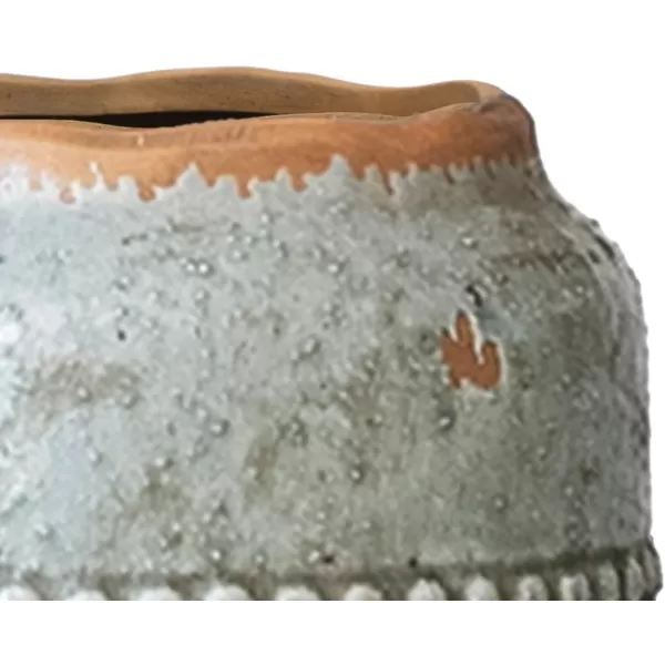 imageCreative CoOp Terracotta Hobnail Planter with Organically Shaped Edge Distressed Light Blue