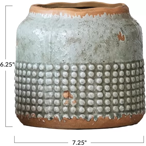 imageCreative CoOp Terracotta Hobnail Planter with Organically Shaped Edge Distressed Light Blue