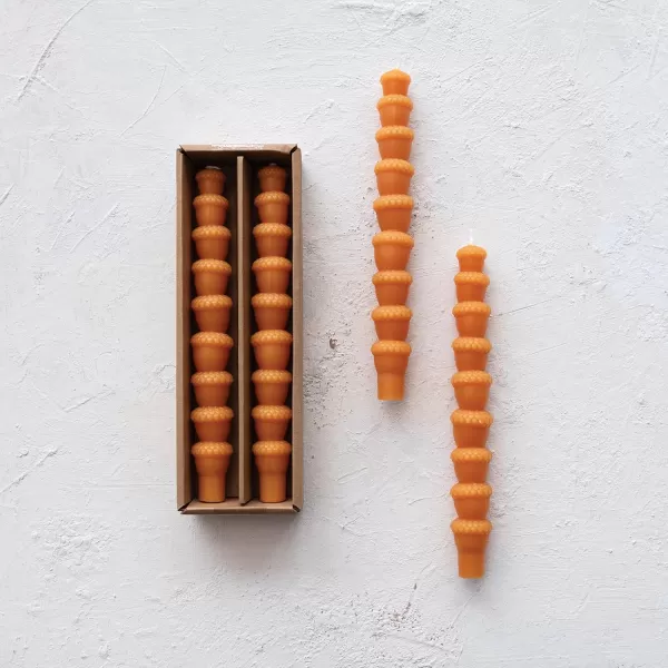 imageCreative CoOp Unscented Acorn Shaped Taper Candles in Box Orange Set of 2