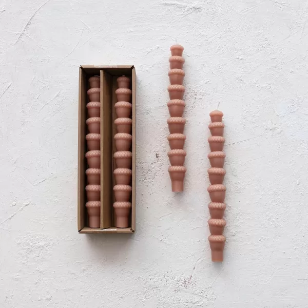 imageCreative CoOp Unscented Acorn Shaped Taper Candles in Box Tan Set of 2