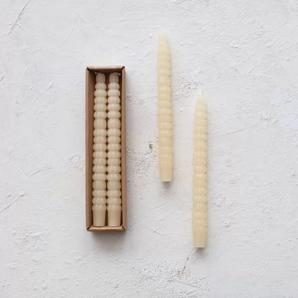 imageCreative CoOp Unscented Pumpkin Shaped Taper Candles in Box Ivory Color Set of 2Ivory