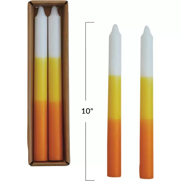 imageCreative CoOp Unscented Taper Candles in Box White Yellow and Orange Color Set of 2