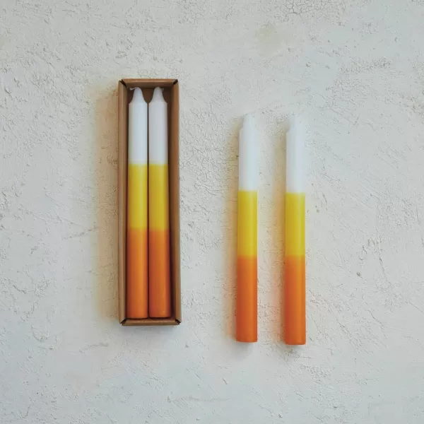 imageCreative CoOp Unscented Taper Candles in Box White Yellow and Orange Color Set of 2