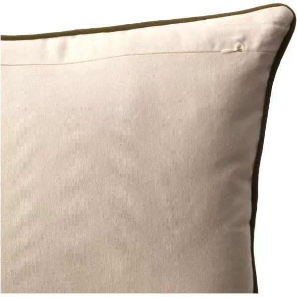imageCreative CoOp White Rectangle Cotton Pillow with Embroidered Green Ferns
