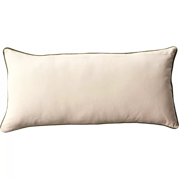 imageCreative CoOp White Rectangle Cotton Pillow with Embroidered Green Ferns