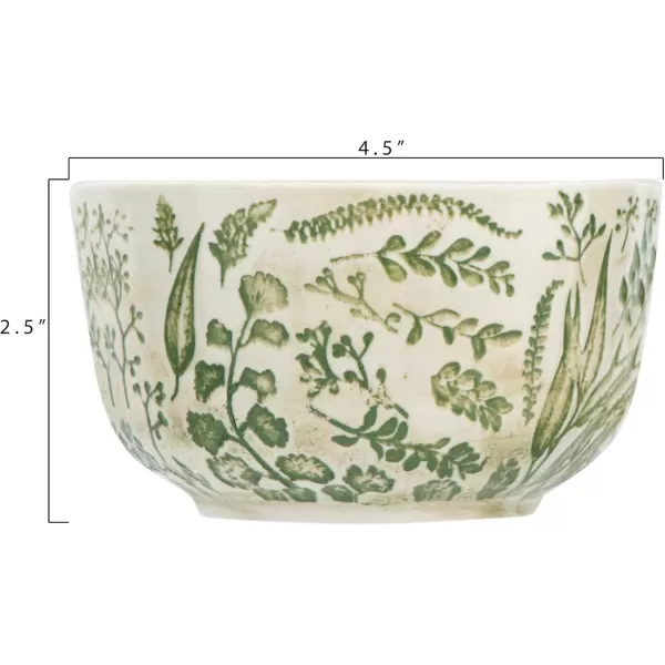 imageCreative CoOp White Stoneware HandStamped ampamp Embossed Green Pattern Set of 6 Bowls 5quot L x 5quot W x 3quot H Multi